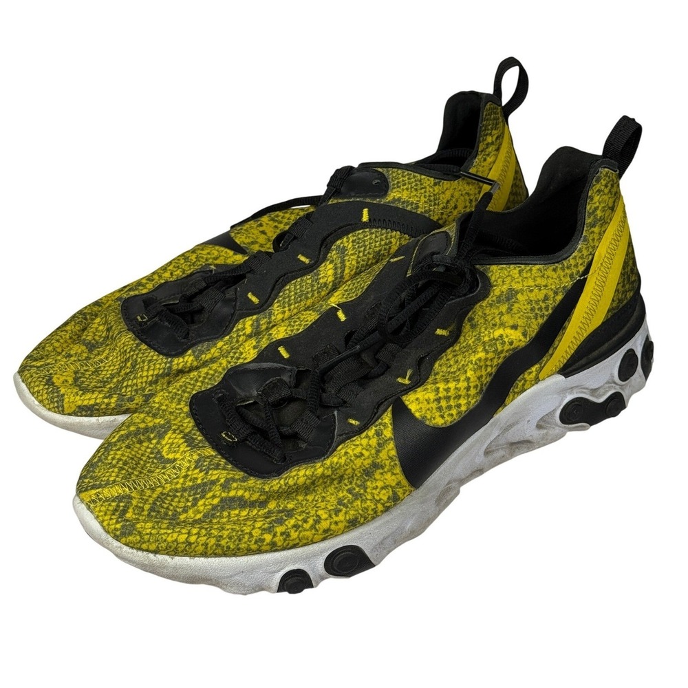 Nike React Element 55 Women 10.5 Yellow Snakeskin Print Running Shoes CT1551-700